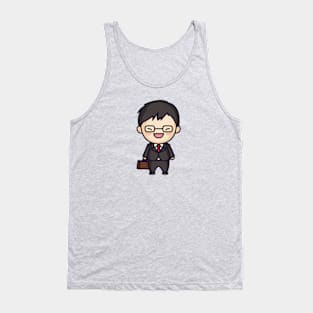 Cute Japanese Businessman Cartoon Tank Top